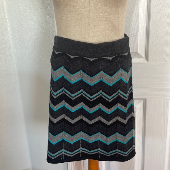 Krimson Klover sweater skirt knit merino wool chevron black gray turquoise S - Picture 3 of 8